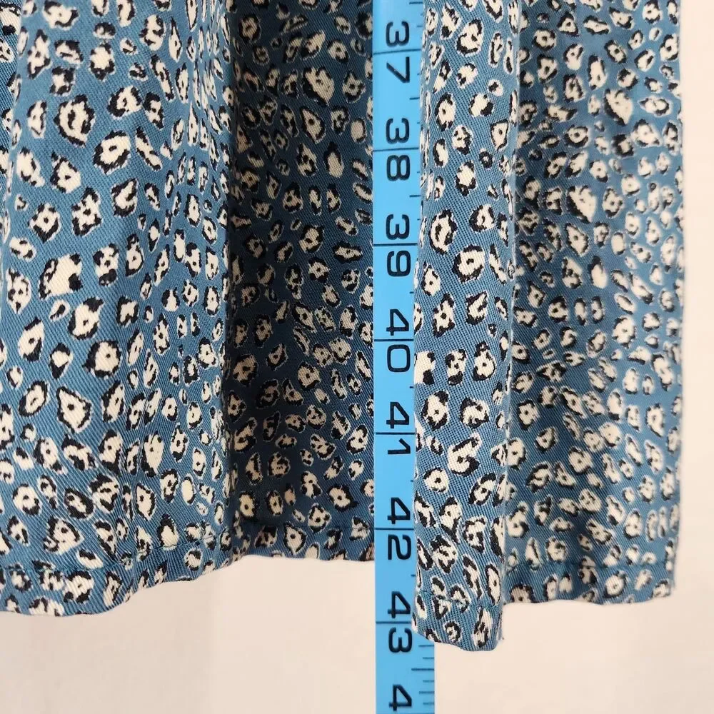 Atella Blue Floral‎ Tiered Midi Dress long sleeve Womens XL Prairie Cottagecore